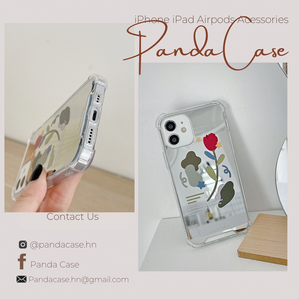 Ốp lưng cho iphone -  Ốp gương in hoa tiện lợi, góc chống shock bảo vệ