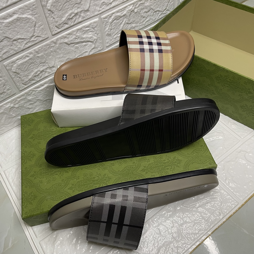 Dép Burberry cao cấp đế cao su non cực tôn dáng , dép quai ngang unisex nam nữ 2022