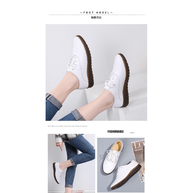Giày Da Thật Đế Mềm Dày Dặn Thoải Mái Có Size Lớn Thời Trang Xuân Thu Cho Nữ