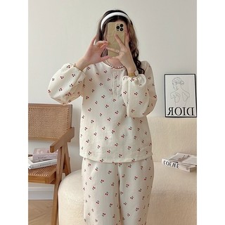 Bộ đồ pyjama cổ tròn Hàn Quốc