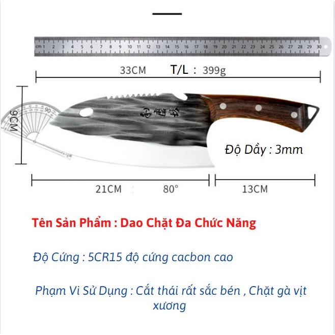 Dao chặt xương nhà bếp cao cấp nhật bản thiết kế thép không gỉ chuyên dùng để chặt thái siêu sắc đa năng