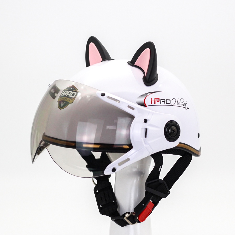 Mũ Bảo Hiểm Nữa Đầu Tai Mèo Có Kính Hpro 03K