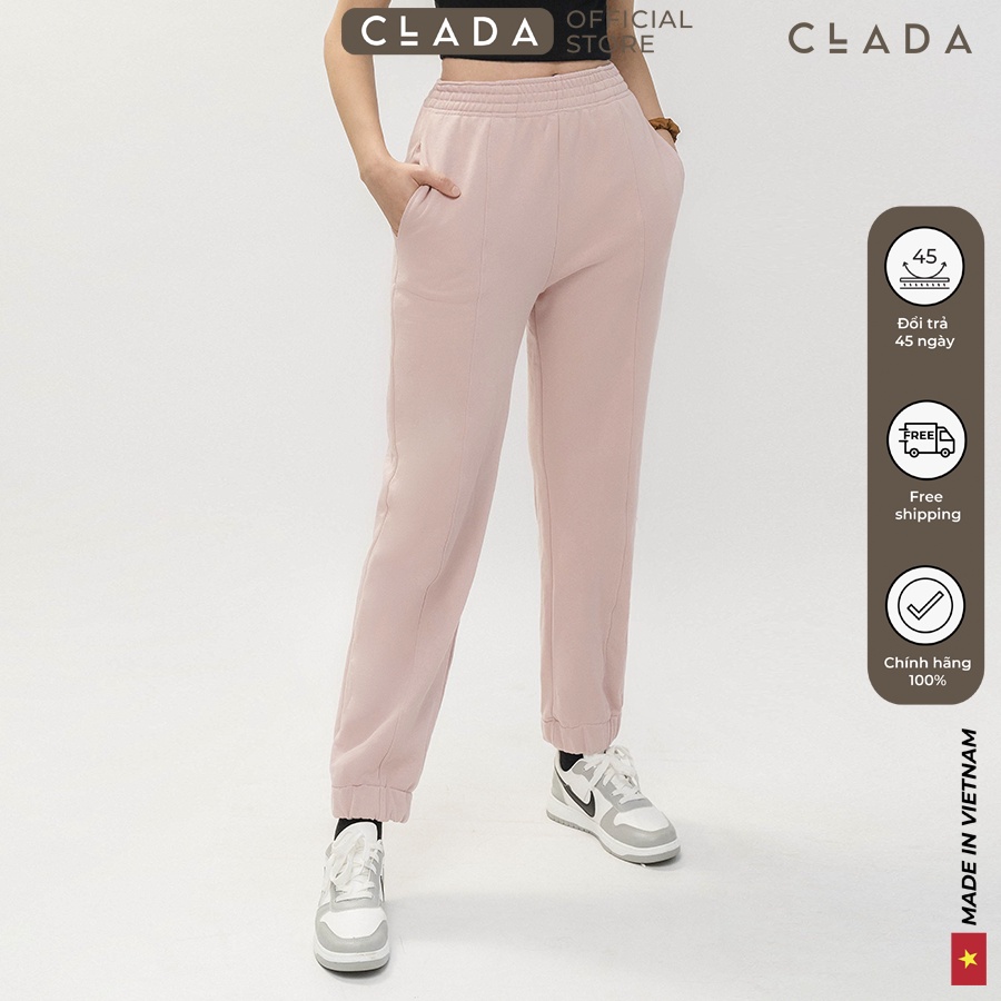 Quần Jogger Nỉ French Terry Thương Hiệu CLADA - Hồng - QL006