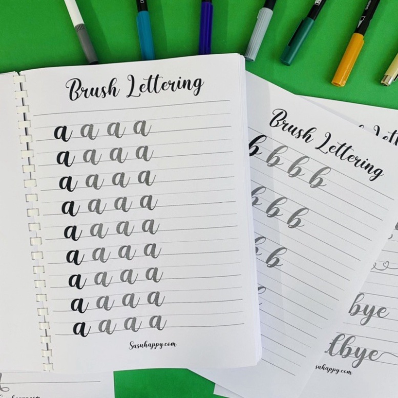 Workbook 4 Tuần Luyện Tập Brush Lettering, Worksheet Tập Viết Calligraphy Có Lộ Trình Hàng Ngày