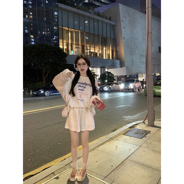 SÉT THUN ÁO TRẮNG IN CHỮ + QUẦN CHUN RÚT DÂY