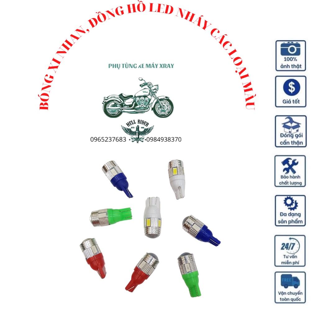 Bóng Led T10 Siêu Sáng, Đèn Led T10 5SMD Lắp Mặt Đồng Hồ, Demi, Xi Nhan Xe Máy, Ô Tô