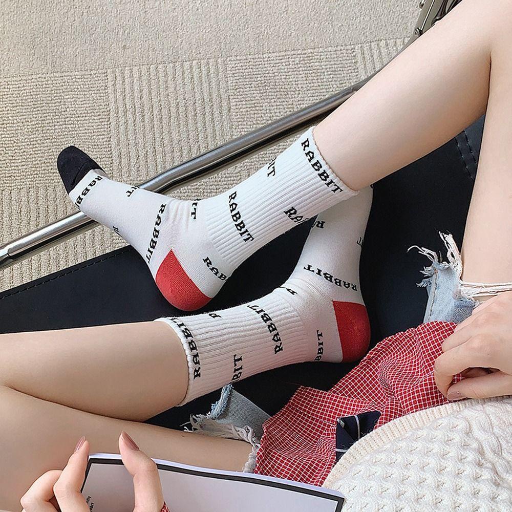 Vớ Cổ Cao Họa Tiết Sọc Caro / Cà Rốt / Ca Rô Thời Trang Thu Đông Xinh Xắn Cho Nữ