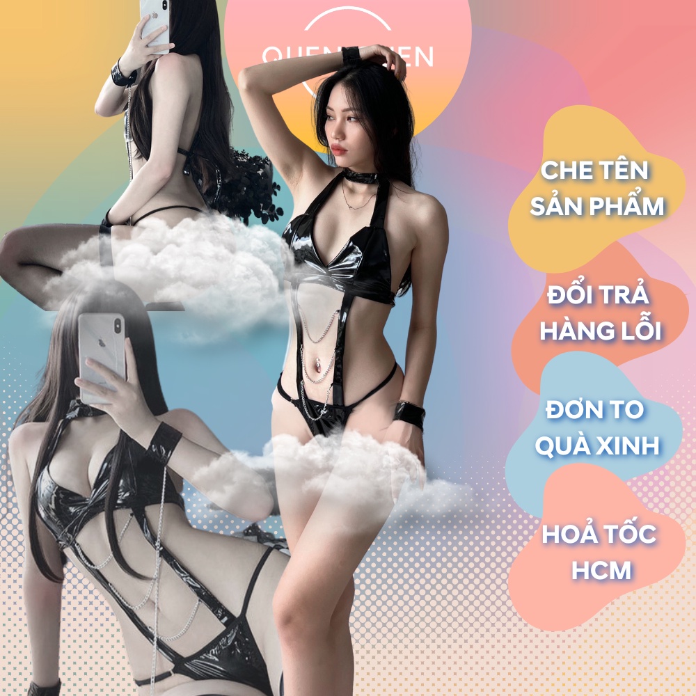 Đồ ngủ sexy QUENQUEN đồ ngủ nữ cosplay bdsm sexy màu đen freesize a0
