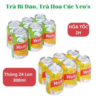 Thùng 24 lon trà bí đao, trà hoa cúc, sương sáo yeo's 300ml