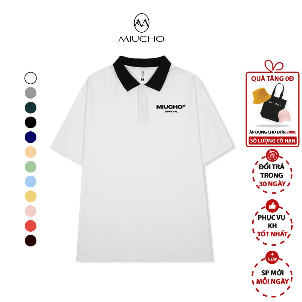 Áo thun polo nam form rộng cổ phối Miucho PC001 chất vải cotton co giãn in localbrand