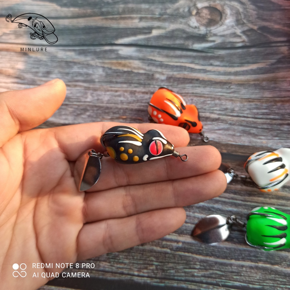 Mồi giả câu lure cá lóc nhái hơi Nhím Mini 3.5cm Minlure chuyên câu cá lóc ruộng đồng nước lũ câu cá lóc nhỏ