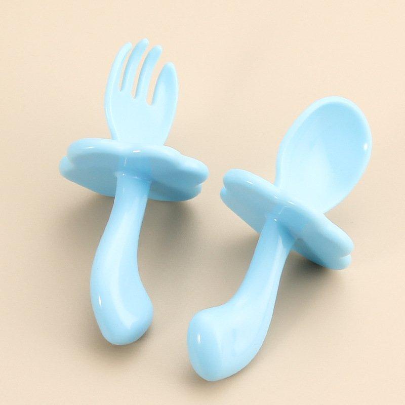 PVN53651 Set thìa dĩa cán ngắn cho bé tập ăn dặm có nút chặn chống hóc Giá Rẻ