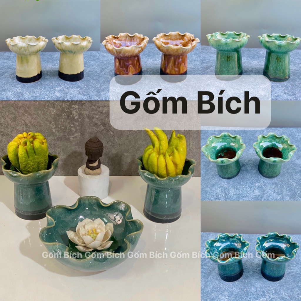 Ly Cốc Sứ Đựng Phật Thủ Ly Cắm Hoa Trưng Ban Thờ Men Hỏa Biến Gốm Sứ Bát Tràng - Gốm Bích