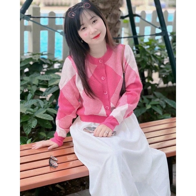 Khoác cadigan len hồng siêu hót hít A277