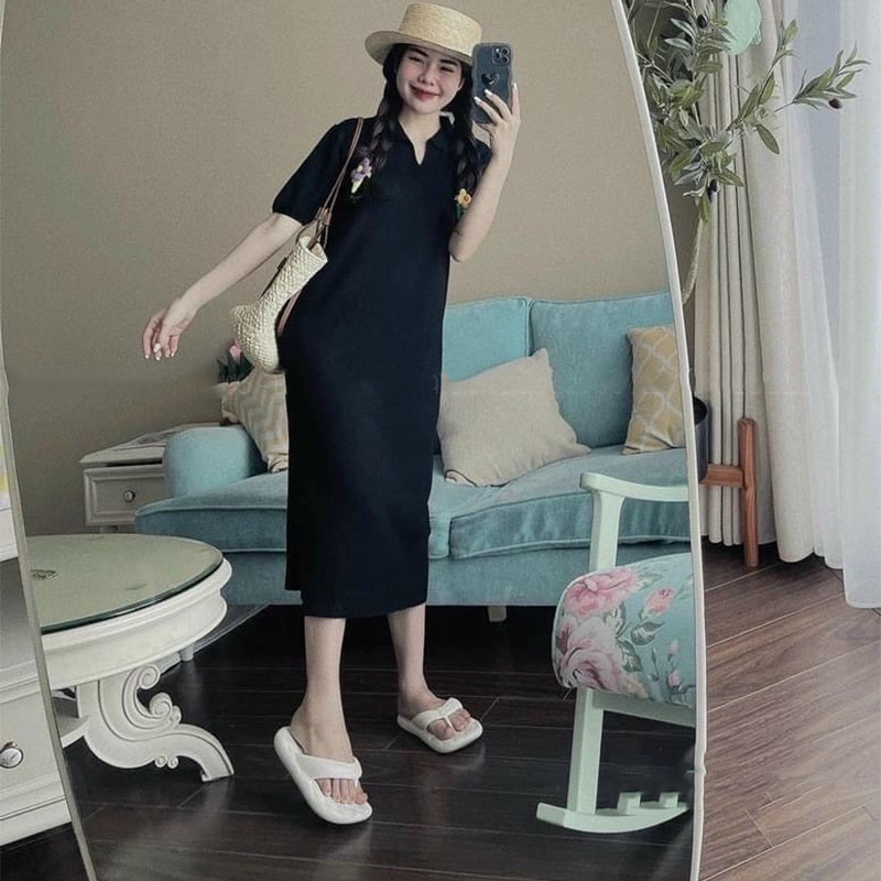 Váy Len Polo dáng xuông tay cộc cổ đức Quảng Châu Celyn.clothes