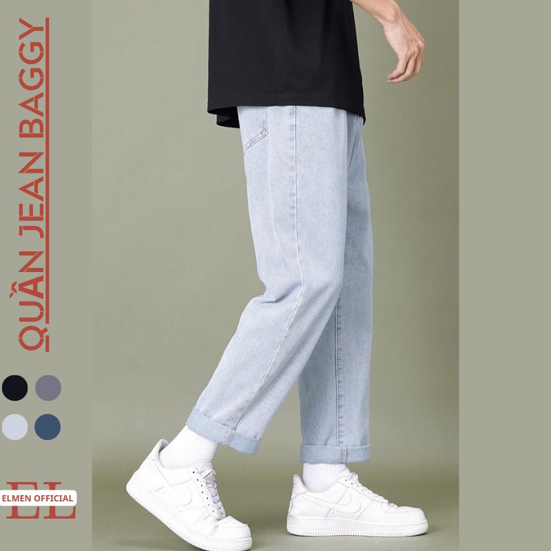 Quần jean nam xám ống suông rộng Elmen, Quần bò xám baggy chất jeans bò cao cấp top xu hướng 2023 | BigBuy360 - bigbuy360.vn