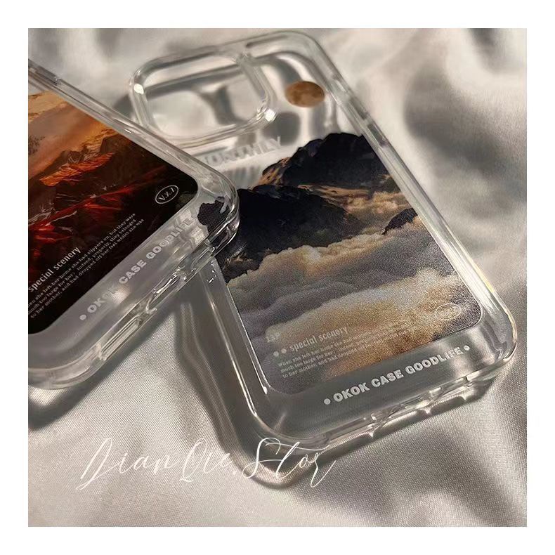 Ốp Điện Thoại Trong Suốt Họa Tiết Núi Tuyết Chống Sốc Cho Iphone 14pro 11 promax 12 Xr 14 14 xs PM39