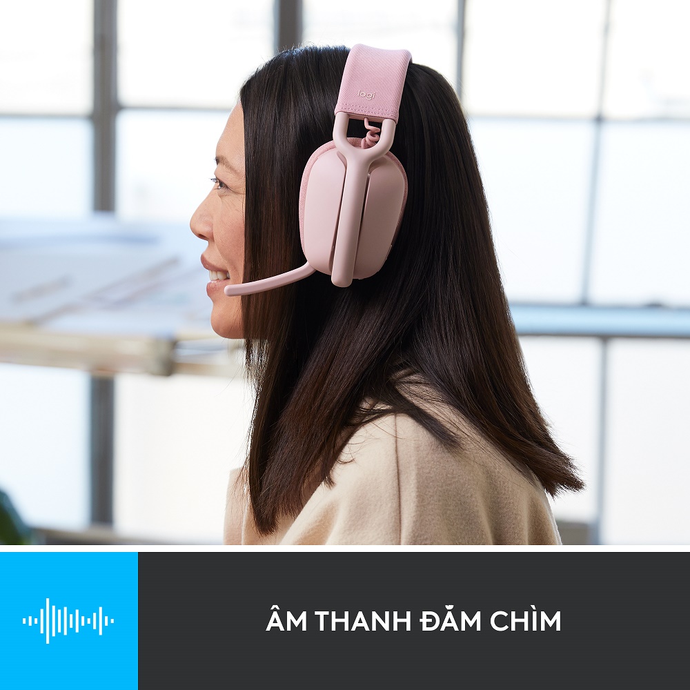 Tai nghe không dây Logitech Zone Vibe 100 - Nhẹ, micrô khử ồn, Bluetooth đa điểm, Teams, Google Meet, Zoom, Mac/PC