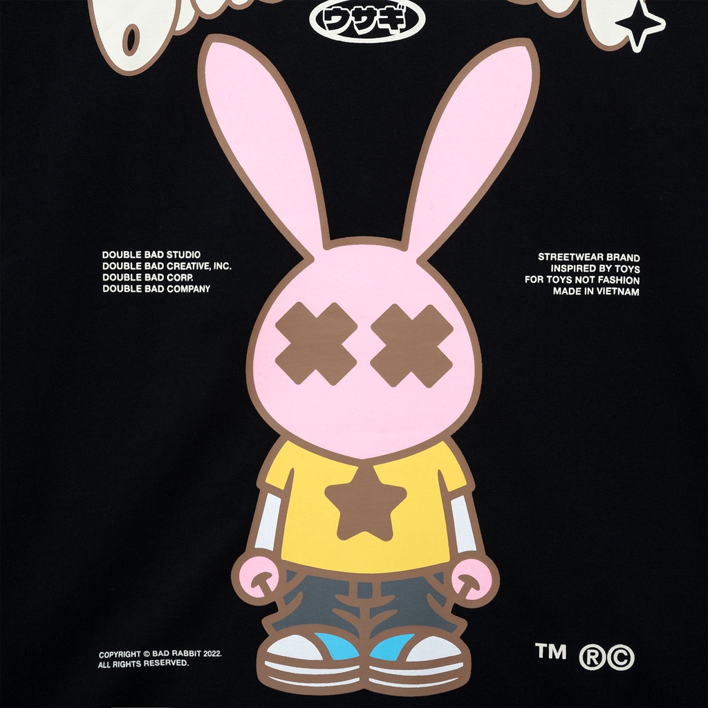 Áo Thun Unisex Bad Rabbit BLACK RABBIT FIGURE 100% Cotton - Local Brand Chính Hãng