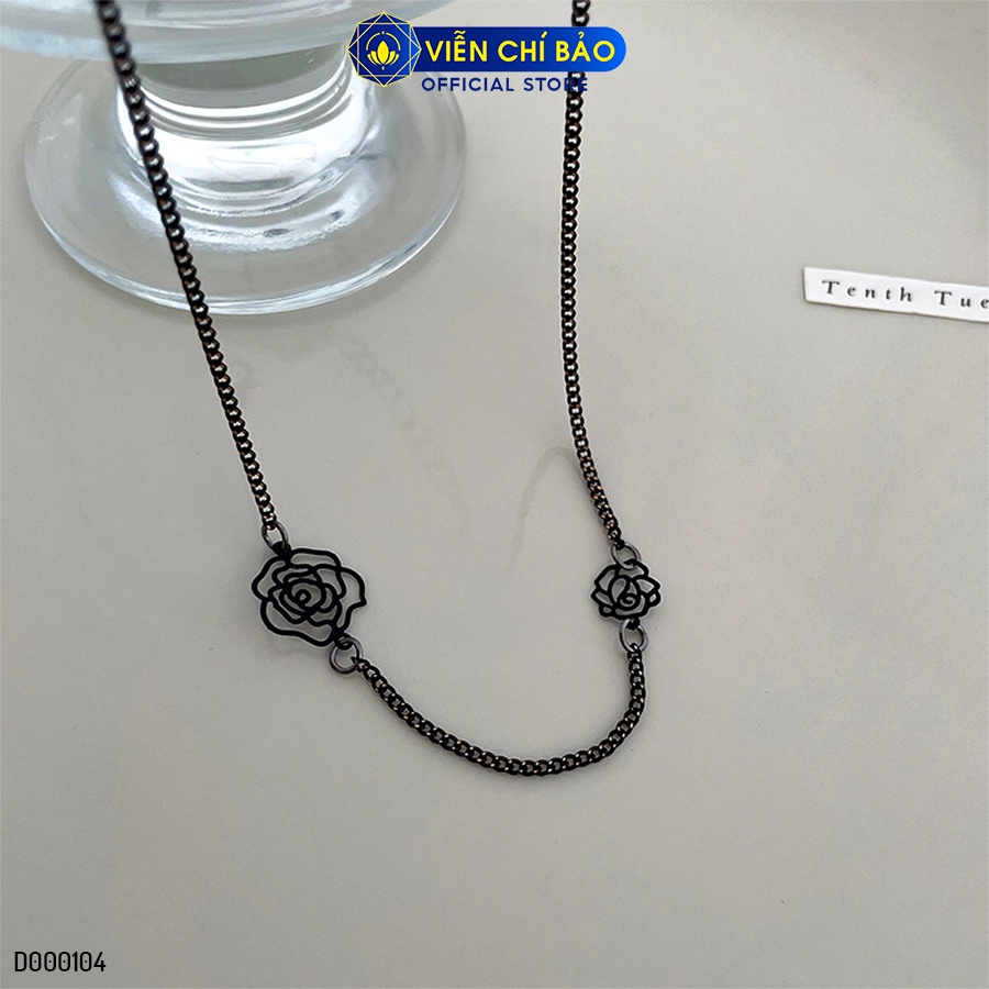 Dây chuyền bạc nữ Choker Black Rose chất liệu bạc 925 thời trang phụ kiện trang sức Viễn Chí Bảo D000104