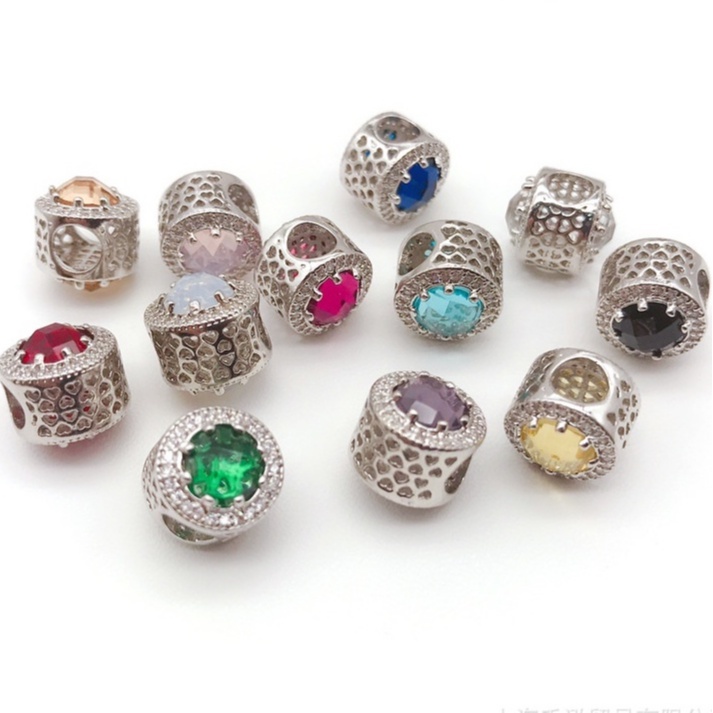 Charm Charmolet Tea - Đá mắt mèo đủ màu mạ điện cao cấp bạc Thái 2022 -