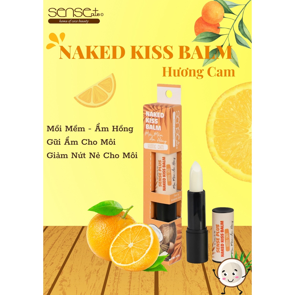 SON DƯỠNG MÔI MỀM THIÊN NHIÊN NAKED KISS BALM SENSE PLUS HƯƠNG CAM 3.5G