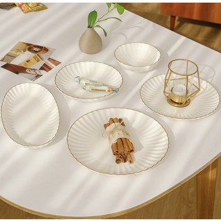 Set bát đĩa 5 món viền vàng 24k Cotton- Erato - Hàng nhập khẩu Hàn Quốc