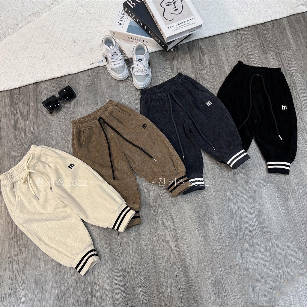 Quần Dài Nhung Tăm Cho Bé Trai, Quần Dài Bo Gấu Ống Đứng Kidbabyonline K163