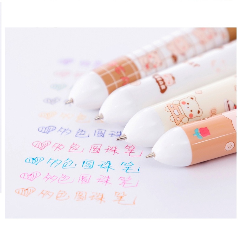 Bút Gel Bi Bấm Nhiều Màu Cute Hình Gấu Văn Phòng Phẩm Dễ Thương VPB15