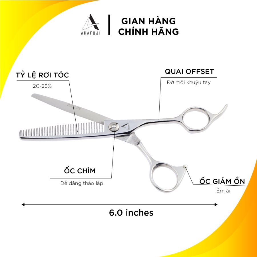 Kéo Tỉa Tóc AKAFUJI TA 322 SIZE 6.0 inches Thép Nhật Cao Cấp [HÀNG CHÍNH HÃNG] Bảo Hành 12 Tháng