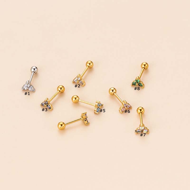 1 Đôi Bông Tai 20 Ô Bằng Thép Không Gỉ Đính Đá Zircon
