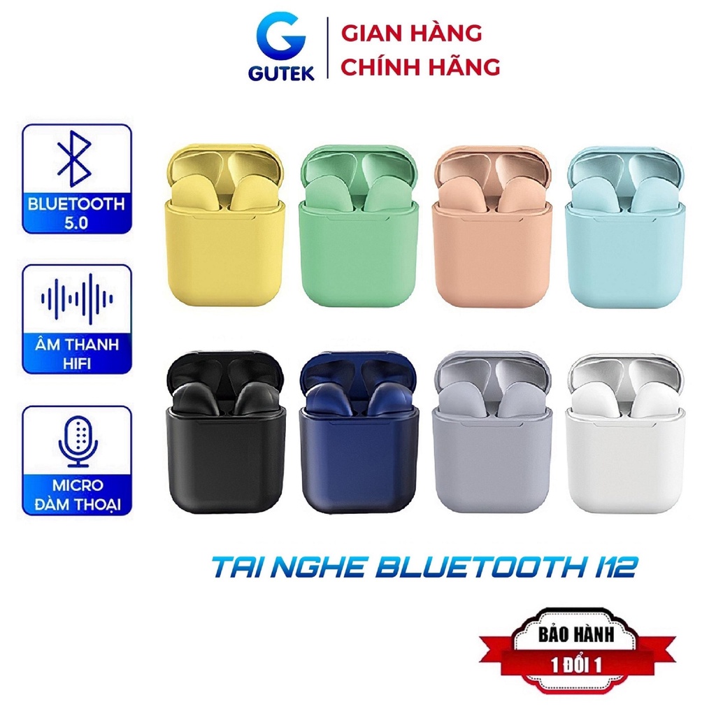 Tai nghe bluetooth không dây Gutek inpods i12 v5.0 nút cảm ứng âm thanh HiFi