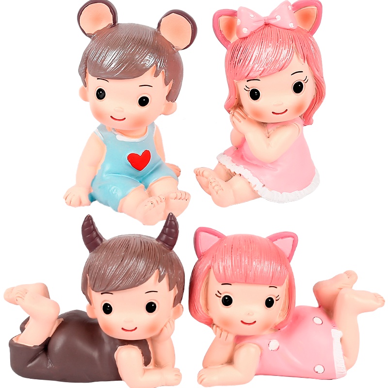 Búp Bê Công Chúa Hoàng Tử Bé Vỏ Sò Heo Trang Trí Bánh Kem Cho Tiệc Sinh Nhật Đầu Tiên Của Bé
