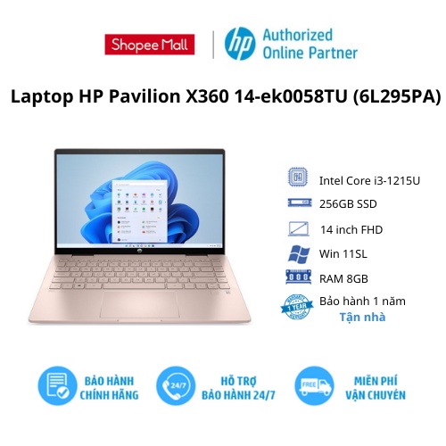 [Mã ELHP10 giảm đến 1TR5] Laptop HP Pavilion X360 14-ek0058TU (6L295PA)/ Vàng/ Intel Core i3-1215U (up to 4.4Ghz, 10MB)