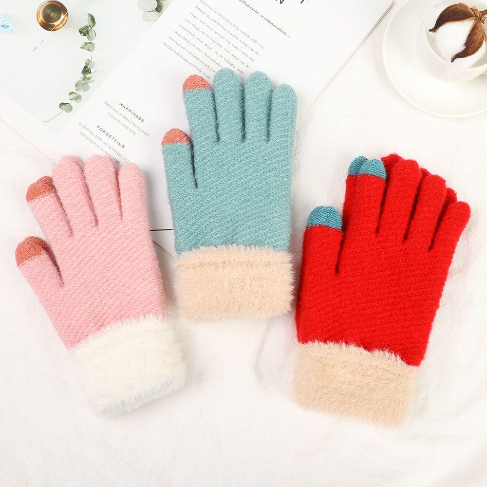 OKDEALS Găng Tay Dệt Kim Dày Mềm Mại Co Giãn Giữ Ấm Ngón Tay Cho Nam Nữ