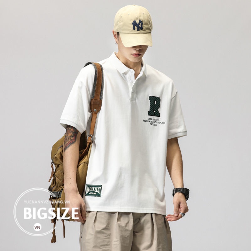 Áo sơ mi polo Nam Bigsize Áo phông Nam có cổ kaki tay ngắn form rộng mùa hè Thời Trang kiểu trẻ trung Hàn Quốc đẹp cao cấp，cho người mập béo