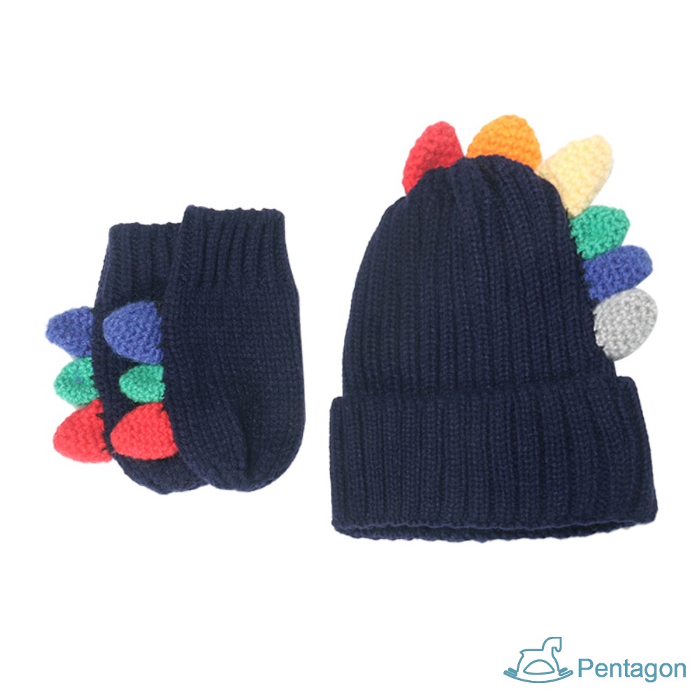 Mũ Beanie Kèm Găng Tay Hình Khủng Long Dễ Thương Cho Bé