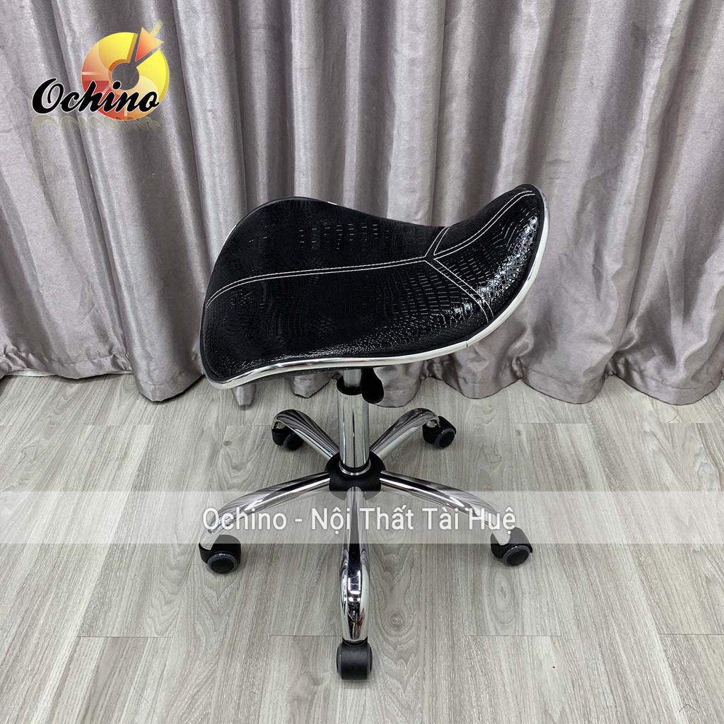 Ghế Spa, Ghế Trang Điểm Xoay Mẫu Da Cá Không Tựa Phong Cách Hiện Đại (Hàng Có Sẵn)