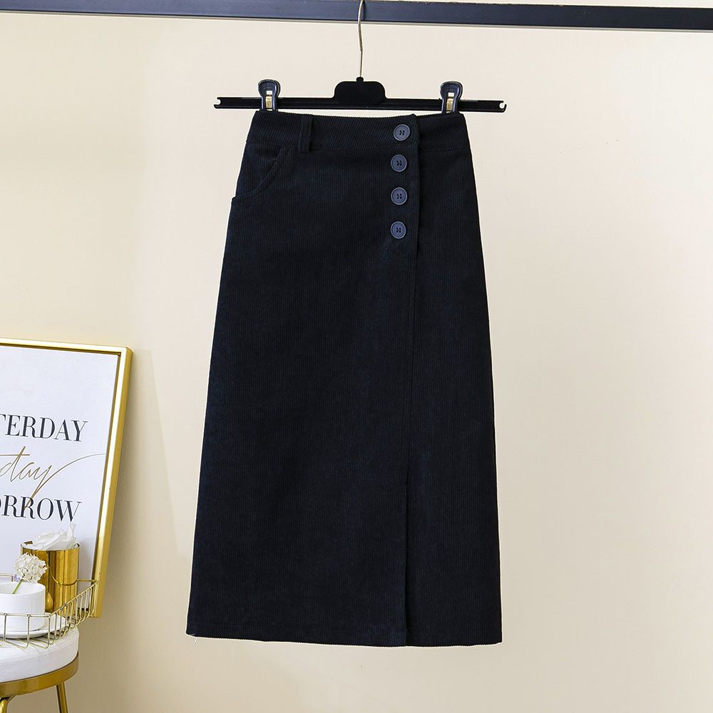 Chân Váy Nhung Dáng Chữ A Lưng Cao Xẻ Tà Thời Trang Thu Đông Mới 2022