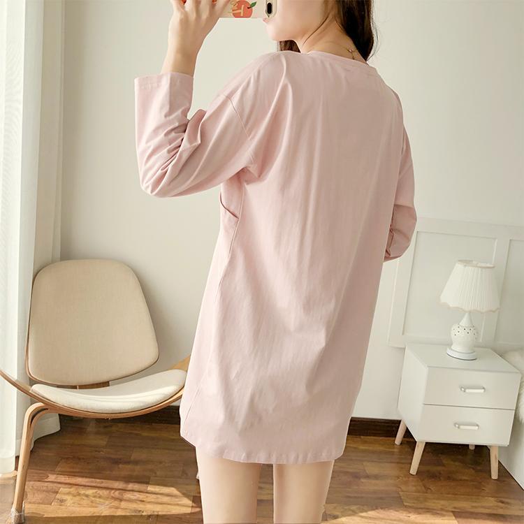 Áo Thun Tay Dài Dáng Rộng Thời Trang Xuân Thu Cho Mẹ Bầu