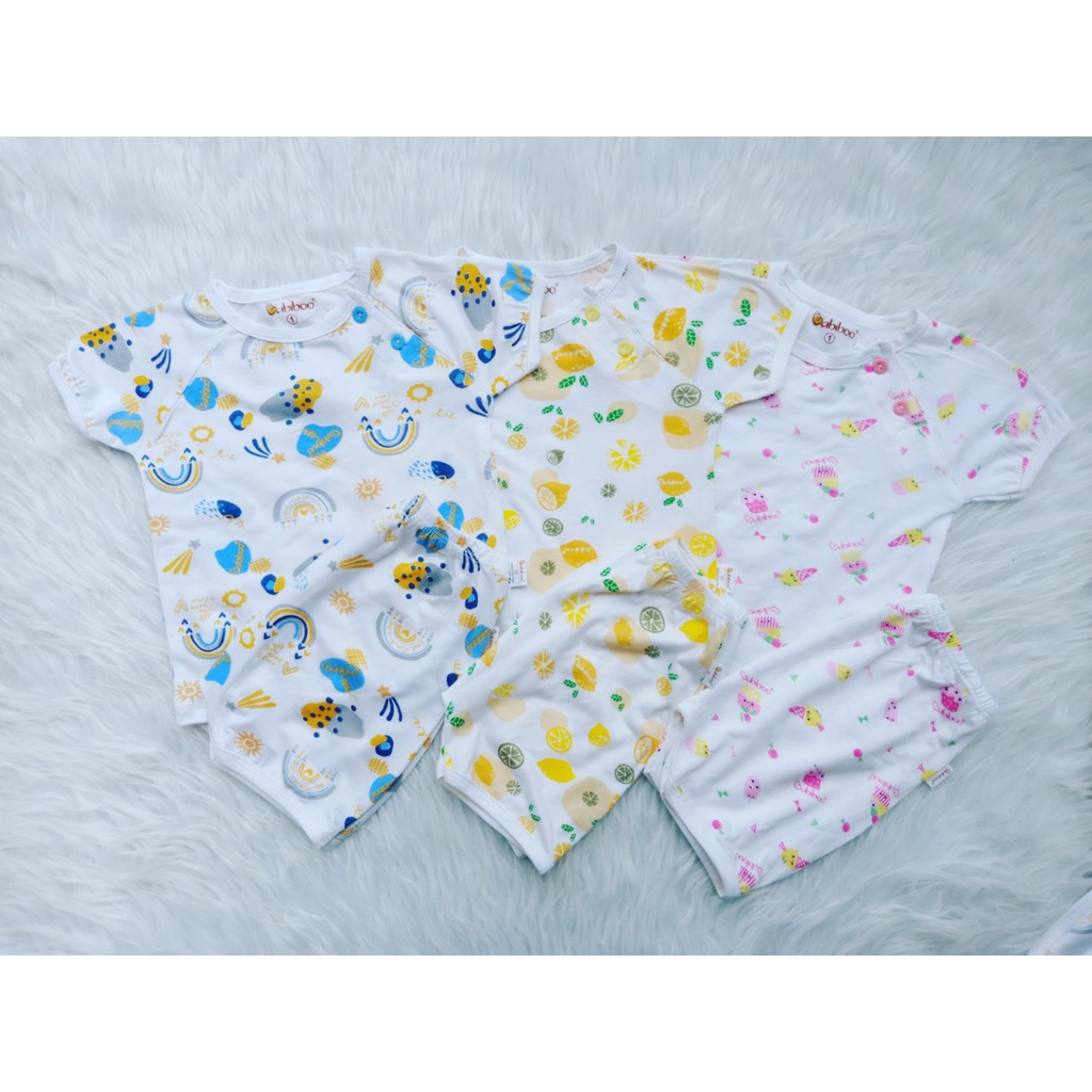 Bộ sơ sinh cộc tay Babiboo vải visco siêu mềm mại BTK33