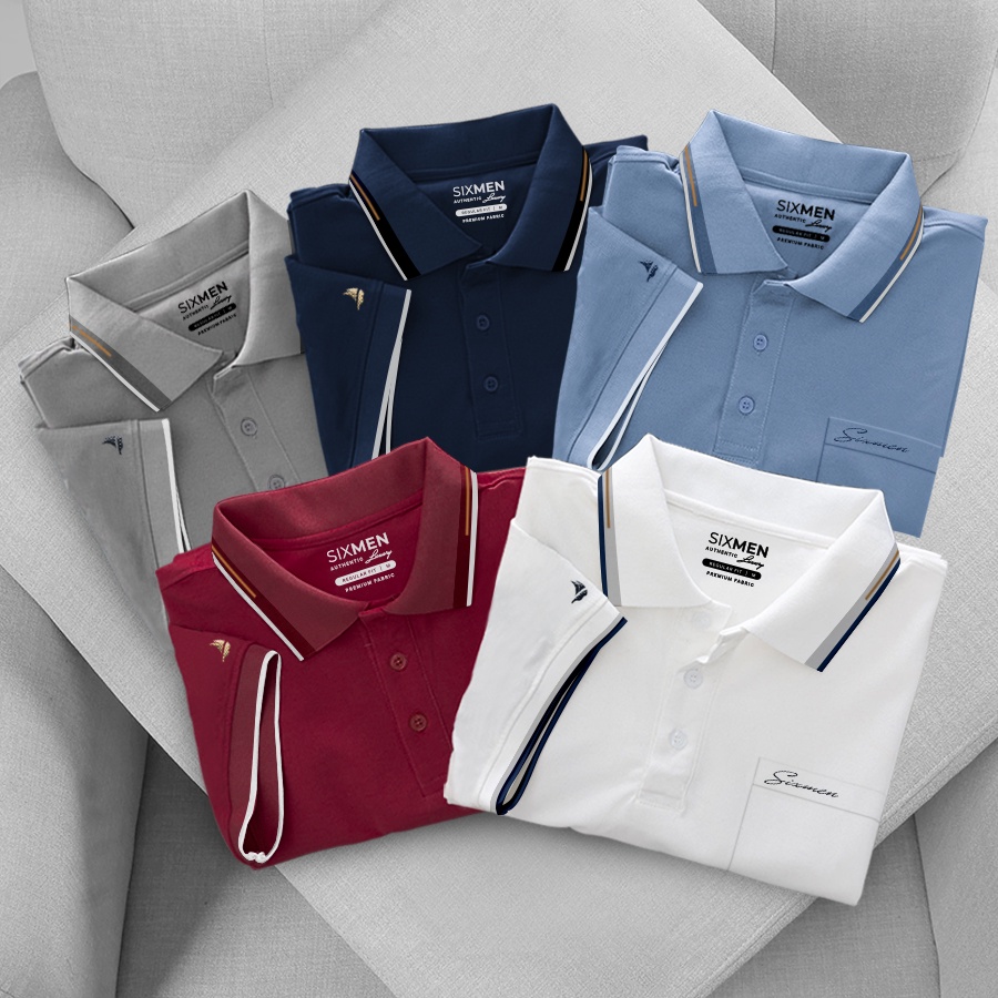Áo Polo nam cổ bẻ CÓ TÚI Logo Thêu  SIXMEN - vải cá sấu CVC cotton dày dặn thoáng mát, nam tính