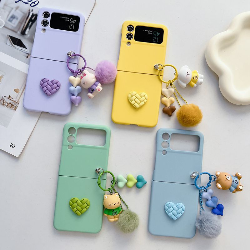 Bao Da Điện Thoại Hình Trái Tim 3d Nhiều Màu Sắc Cho samsung galaxy flip5 z flip 3 zflip4 zflip1 zflip2 Ốp