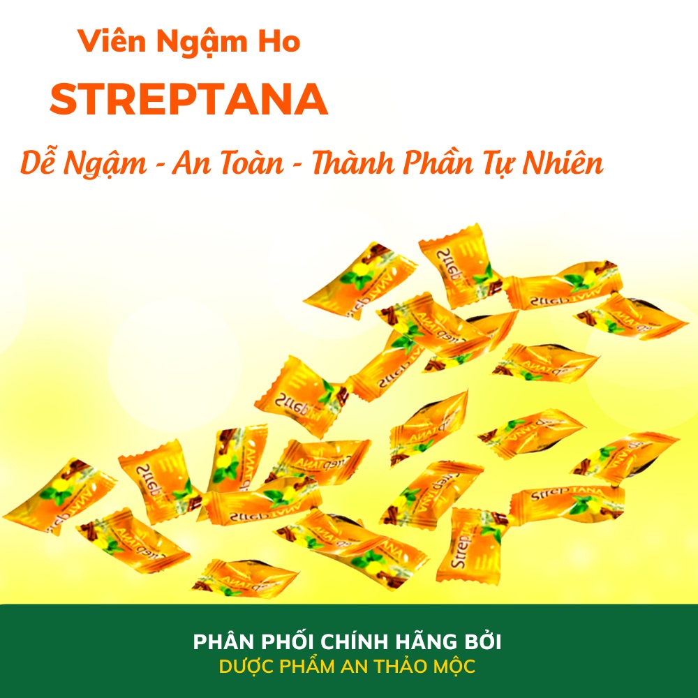 Viên ngậm hoTANAPHAR Streptana hỗ trợ bổ phế làm dịu ho do cảm lạnh ho gió ho khan ho có đờm đau ngứa rát họng 100 viên