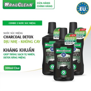Bộ 3 Nước súc miệng OralClean Charcoal Detox 300ml