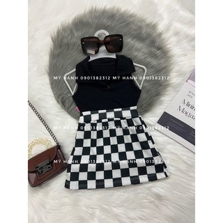 SET ÁO THUN + CHÂN VÁY CARO CHO BÉ (7-25kg)