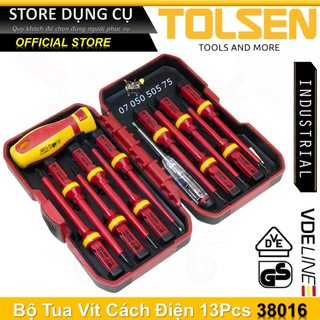 Bộ 13 tua vít cách điện 1000v tolsen 38016 | bộ 13 tua vít cách điện chứng nhận vde / gs