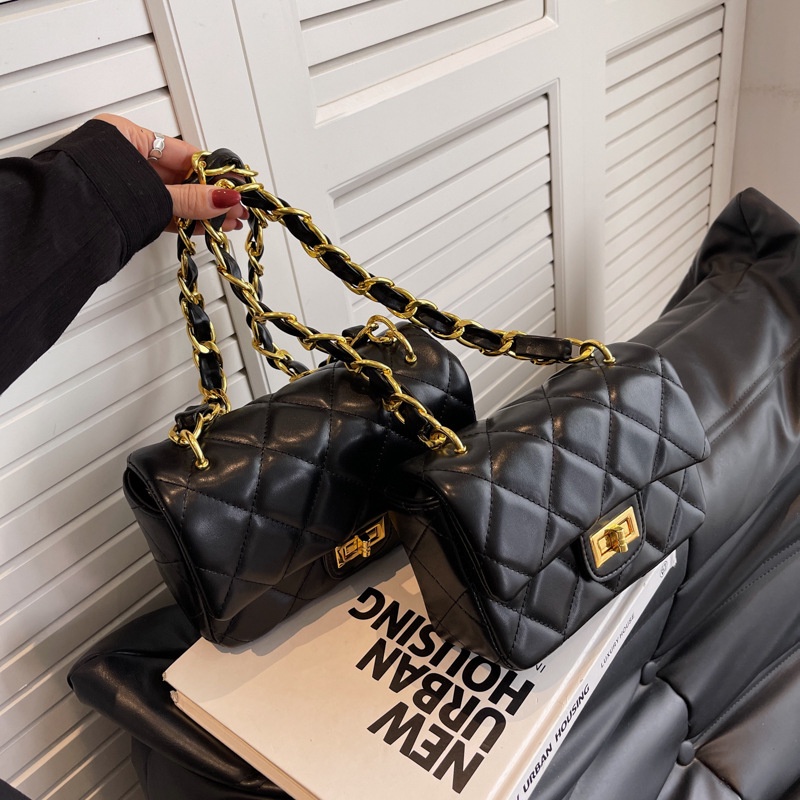 Túi Đeo Chéo Hình Vuông Nhỏ Kết Cấu Kim Cương Thời Trang Cho Nữ