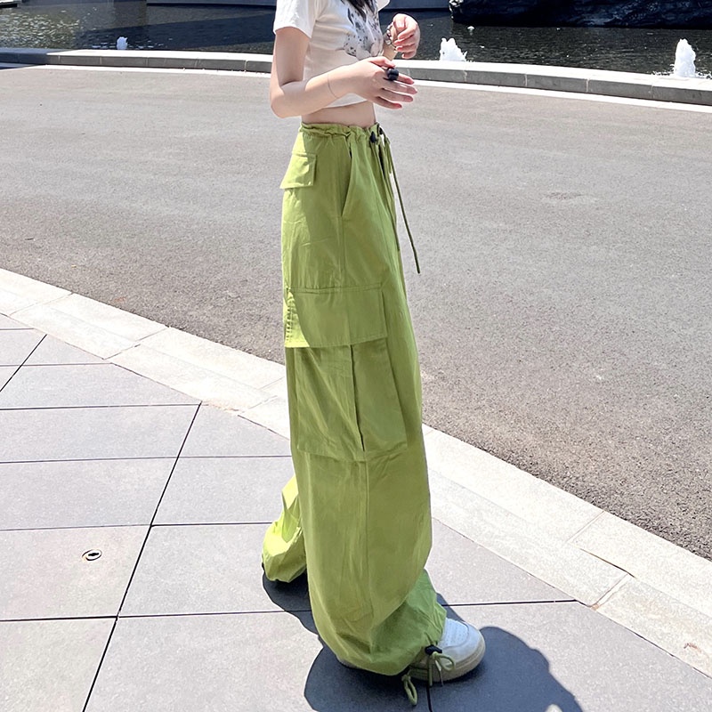 Porozi  Quần dài ống rộng lưng cao phong cách Hàn Quốc cho nữ