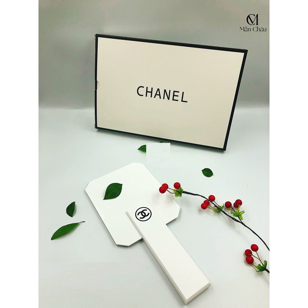 Gương vuông cầm tay màu trắng